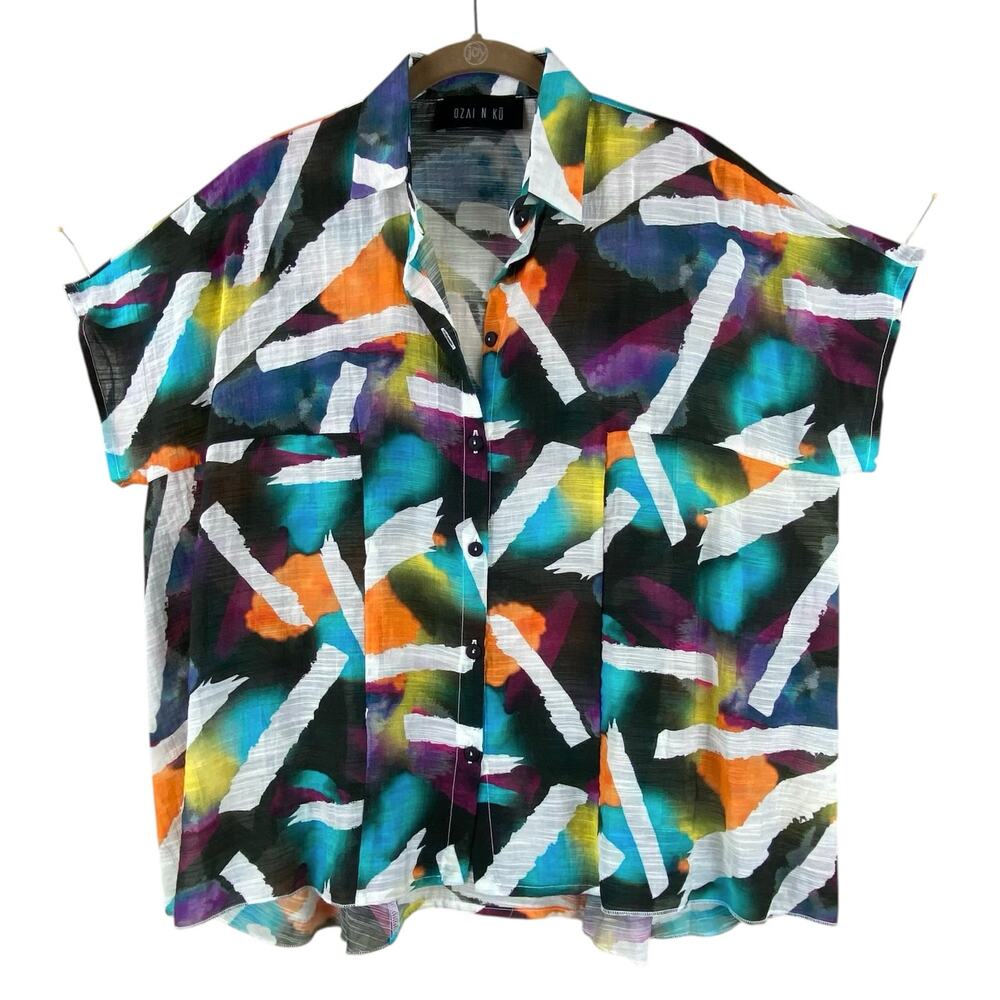 Ozai N Ku Alembika Art To Wear Blouse Size S Semi Sheer Layering Lagenlook